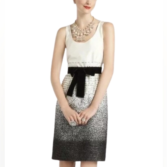 KATE SPADE Trish Be Dazzled Cream Black Dotted Ombre Midi Dress Women's Size 4 - Picture 1 of 14